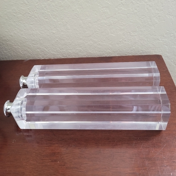 Vintage Ritts Astrolite Lucite Candle Holders MCM Set of 2 - Picture 4 of 8
